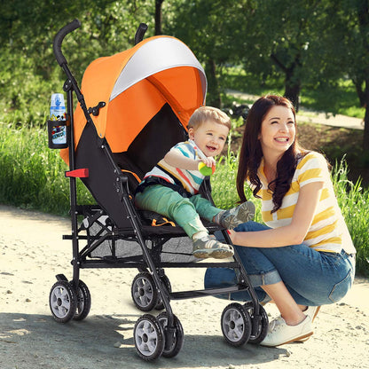 BABY JOY Lightweight Stroller, Compact Travel Stroller, Infant Stroller w/Adjustable Backrest & Canopy, Cup Holder, Storage Basket, 5-Point Harness, Easy Fold, Umbrella Stroller for Toddler, Black