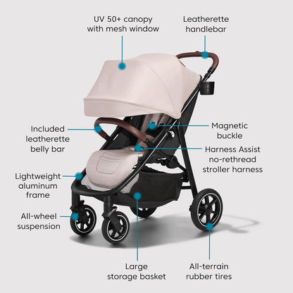 Baby Jogger City Mini Air Lightweight Stroller, Compact Baby Stroller with All-Terrain Wheel Suspension Adjustable Seat with Calf Support Compact Fold, Rich Black