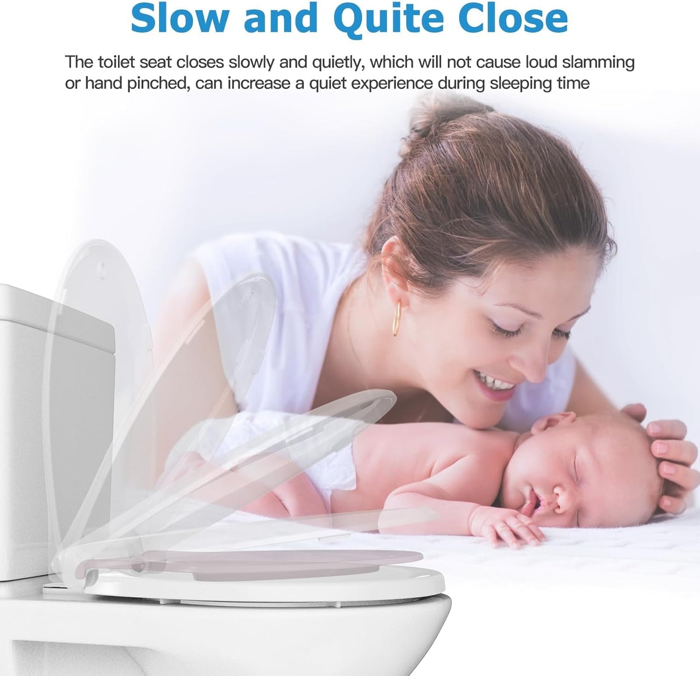 Toilet Seat with Toddler Seat Elongated, PP Material Family Toilet Seat Cover, Soft Close Adult & Toddler Seats, Easy to Clean, Safe Potty Training Solution for Kids, Bathroom Upgrade for Home