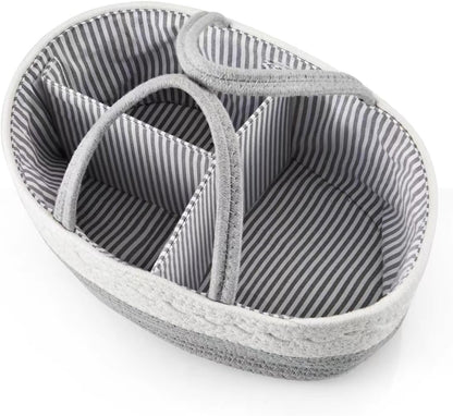 PandaEar Baby Diaper Caddy Organizer for Boys Girls, Portable Baby Diaper Basket, Travel Cotton Rope Diaper Caddy Change Organizer for Baby Shower Gifts Newborn Infants