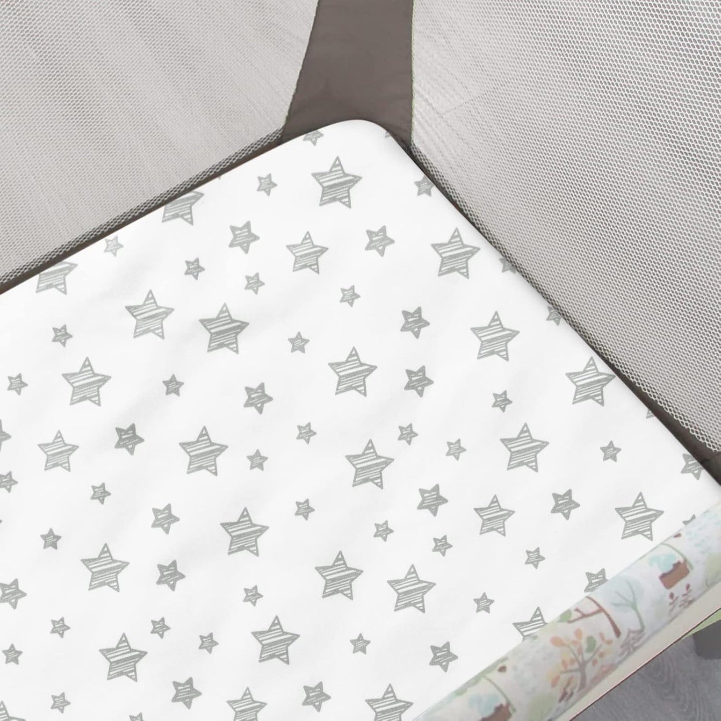 Pack and Play Sheets, 2 Pack Mini Crib Sheets, Stretchy Playard Fitted Sheet, Compatible with Graco Pack n Play, Soft and Breathable Material, Planet & Flower
