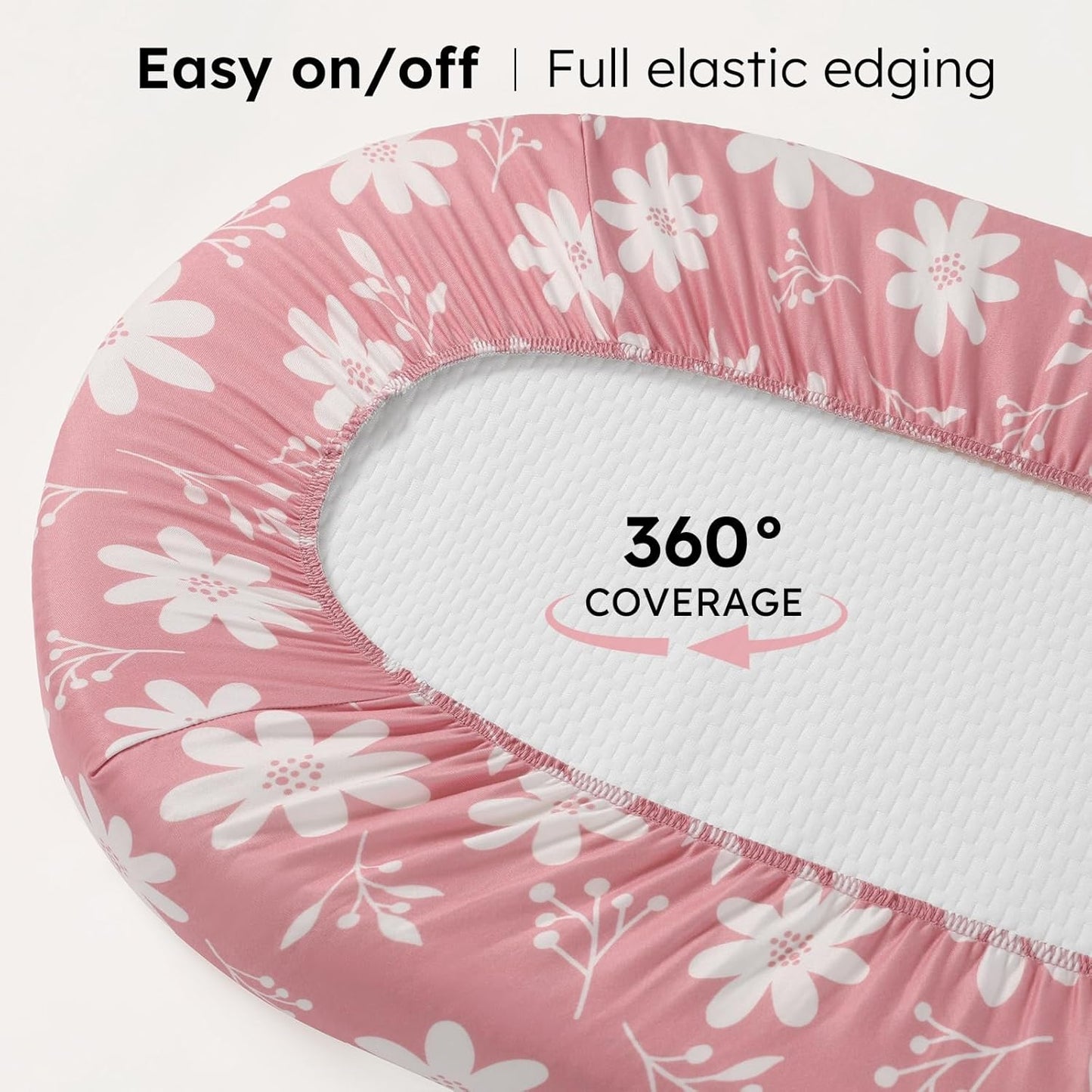 Baby Bedside Bassinet Sheets Girl, 33”x20” Compatible with Baby Delight Dream On Me & Most Rectangle Bedside Sleeper Bassinet Mattress, Super Soft Microfiber Pink Butterfly Flower