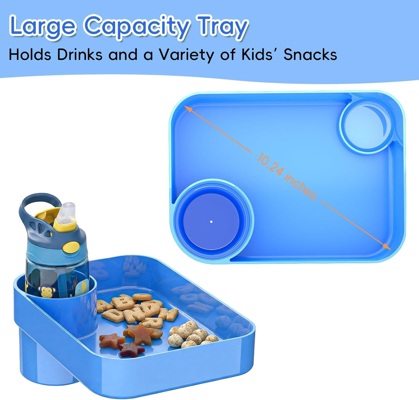 Kids Car Seat Tray, Travel Tray with Cup Holder for Toddler Baby, Kids Car Seat Food Snack Organizer for Road Trip, Stroller Snack Organizer Travel Must Haves Toddler Must Haves (Dark Gray, 1PCS)