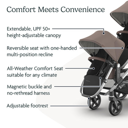 UPPAbaby RumbleSeat V3 Second Lower Seat - Compatible with Vista V2 and Vista V3 - All-Weather Seat + Magnetic Buckle – Adapters Included -Owen (Mocha Mélange)