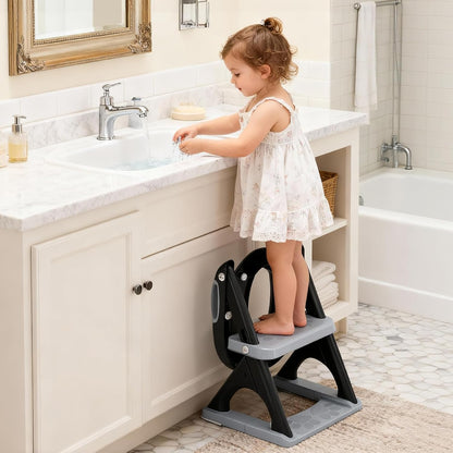 Potty Training Seat, SKYROKU Upgrade Toddler Toilet Seat for Kids Boys Girls, 2 in 1 Potty Training Toilet, Splash Guard Anti-Slip Pad Step Stool,New Sector-Shape Stabilized Base (8899+Grey)