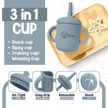 O'doe 17-Piece BPA-Free Silicone Baby Feeding Set | Thick & Soft Suction Plates, Baby Bowls, Wooden Fork & Spoon, and More | Make Mealtime Fun and Easy for Your Little One (Purple, V2)