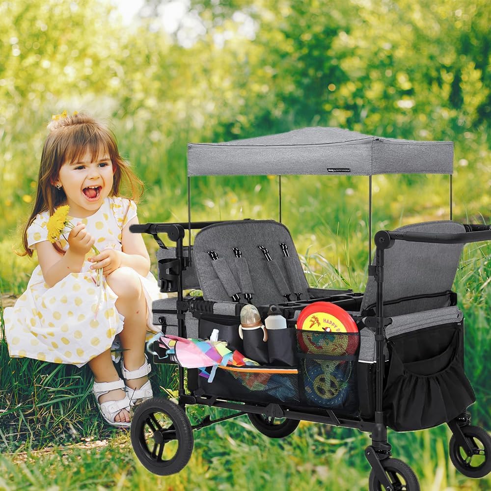 Wagon Organizer - Wagon Storage Attachment，Wagon Accessories Organizer Compatible, Large Capacity Mesh Cargo Storage Bag with Sorting Pockets Compatible with Wagon, Black