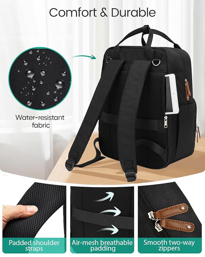 Qualyphant Extra Large Diaper Bag Backpack for Two Kids Twins - Expandable Baby Bag (26-36L), Dual Big Compartments - Includes Changing Pad & Stroller Straps, Unisex Black