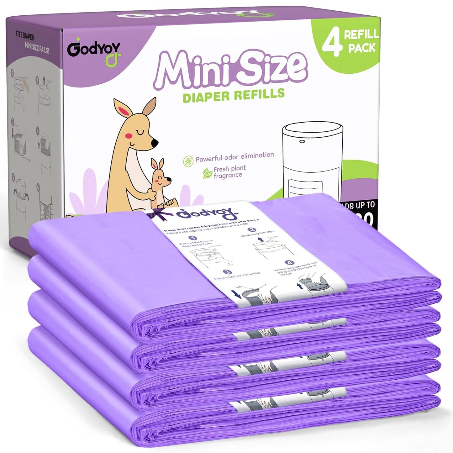 Refills Compatible with DEKOR Plus Diaper Pail Refill Bags| 8 Pack| Super Powerful Odor Eliminator Extra Thick Diaper Pail Bags| Each Holds up to 6032 Diapers| Fresh Lemon Scent| Easy to Replace