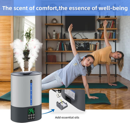 Coolfiqu 6L Humidifiers for Bedroom Large Room Home,Cool and Warm Humidifier for Baby and Plants Hot Mist Top Fill Desk Humidifiers Oil Diffuser,Quiet,Adjustable Mist,360°Nozzle-Black(2026 Upgraded)