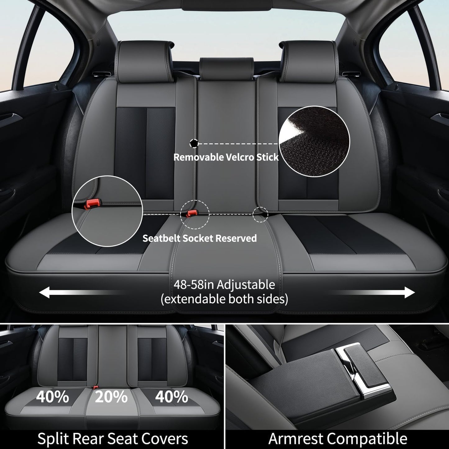 FLORICH Car Seat Covers Full Set, Automotive Seat Covers, Black Car Seat Cover, Waterproof Seat Protectors Universal fit for Car Truck Van SUV - Black