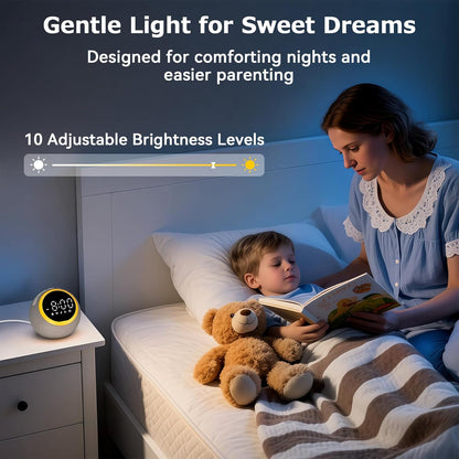 Sound Machine Alarm Clock for Sleep: Digital Alarm Clocks for Bedrooms, 25 Soothing Sounds, 7 Gentle Wake-up Sounds, 16 Adjustable Volume & Timer, Memory Function (Gray)