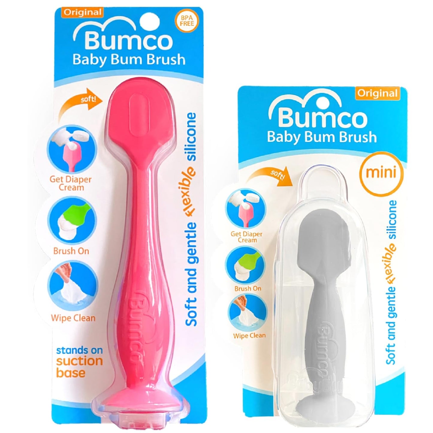 Baby Bum Brush - BPA-Free Diaper Cream Spatula with Suction Cup Base, Soft & Flexible Silicone, Wipe-Clean, Mom-Invented Diaper Bag Essentials