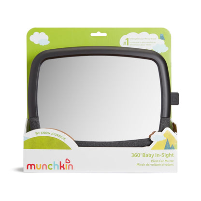 Munchkin Car Seat Cover and Baby Backseat Mirror, Includes Elite Seat Guardian Protector for Under Baby Car Seats & Toddler Booster Seats and Pivot 360 Adjustable Auto Mirror for Rear Facing Carseats