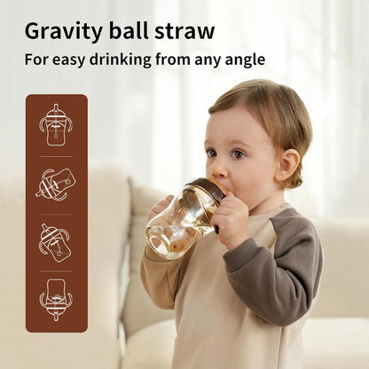 Thyseed Spill-Proof Weighted Straw Sippy Cup, Baby Transition Trainer, Soft Silicone Spout, BPA-Free, 6m+, 10 oz, 1 Pack