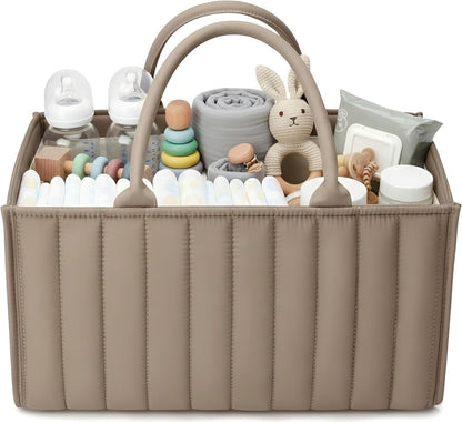 Baby Diaper Caddy Organizer-Large Nursery Storage Basket for Changing Table and Car - Portable Newborn Essentials & Wipes Bin - Gift for Baby Shower and Registry Must-Have (Forest Green)