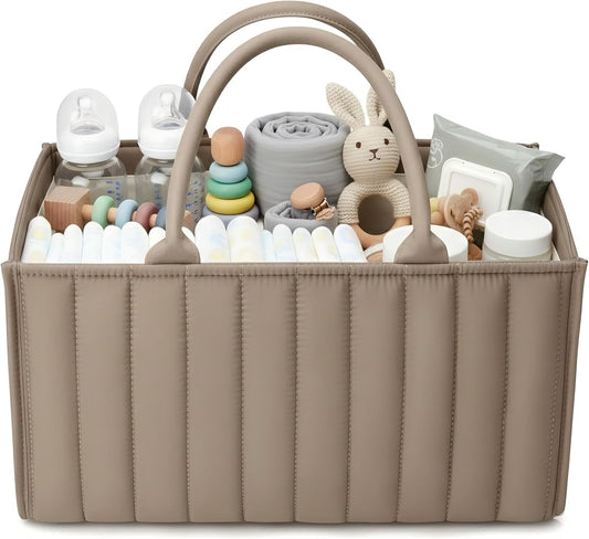 Baby Diaper Caddy Organizer-Large Nursery Storage Basket for Changing Table and Car - Portable Newborn Essentials & Wipes Bin - Gift for Baby Shower and Registry Must-Have (Forest Green)