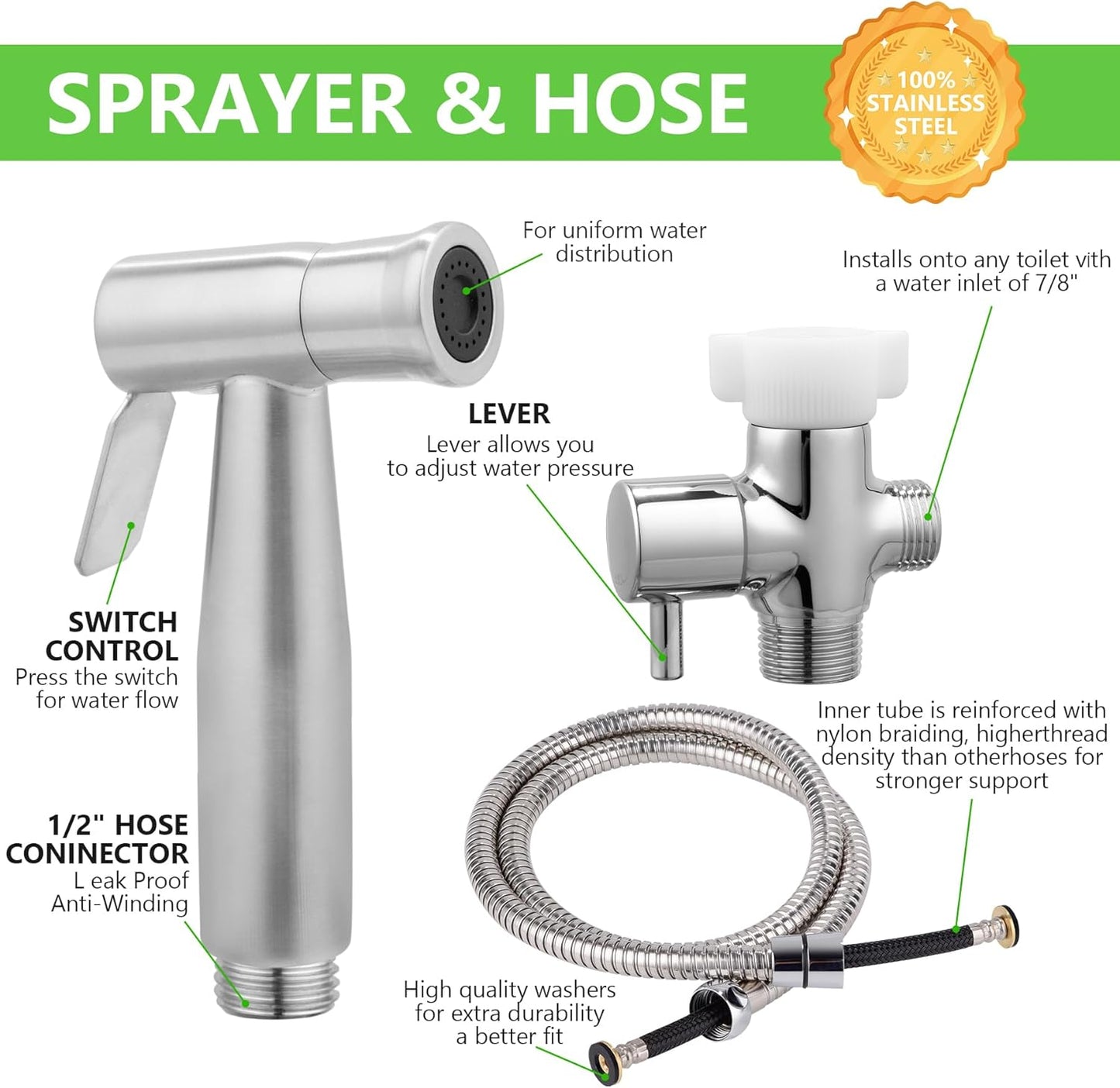 YA MI Multi Functional Hand-held Toilet Spray, Toilet Muslim Shower Sprinkler, Suitable for Women's Washing, Baby Bathing, Diaper Cleaning Spray