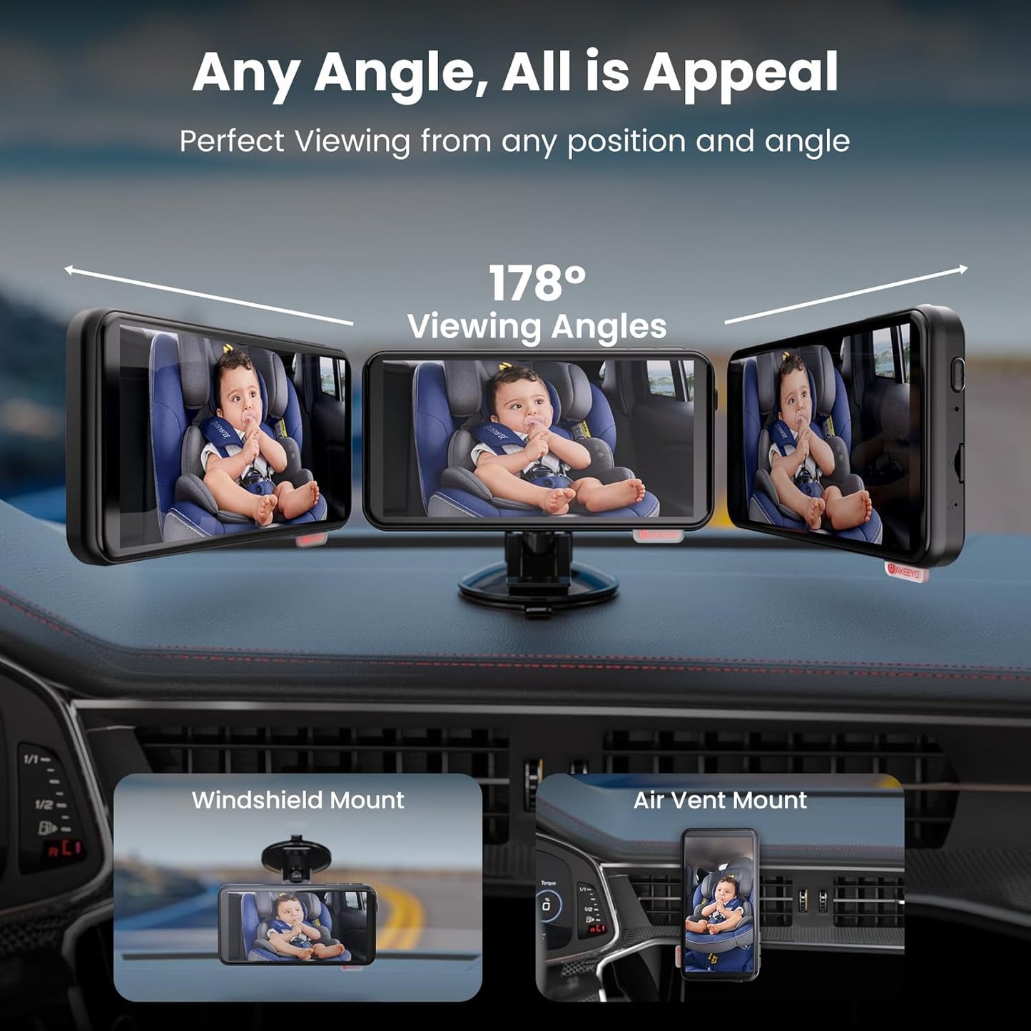 [New Voice Control] AKEEYO Baby Car Camera, 5.5'' 1080P HD Car Baby Monitor for Backseat with Wired Stability, Superior Night Vision, 4X Zoom, Exit Reminder, Safe Driving Essential for Infants