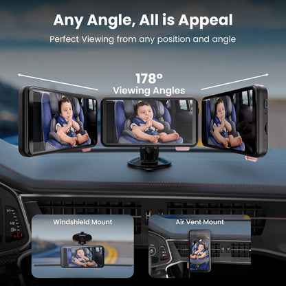 [New Voice Control] AKEEYO Baby Car Camera, 5.5'' 1080P HD Car Baby Monitor for Backseat with Wired Stability, Superior Night Vision, 4X Zoom, Exit Reminder, Safe Driving Essential for Infants
