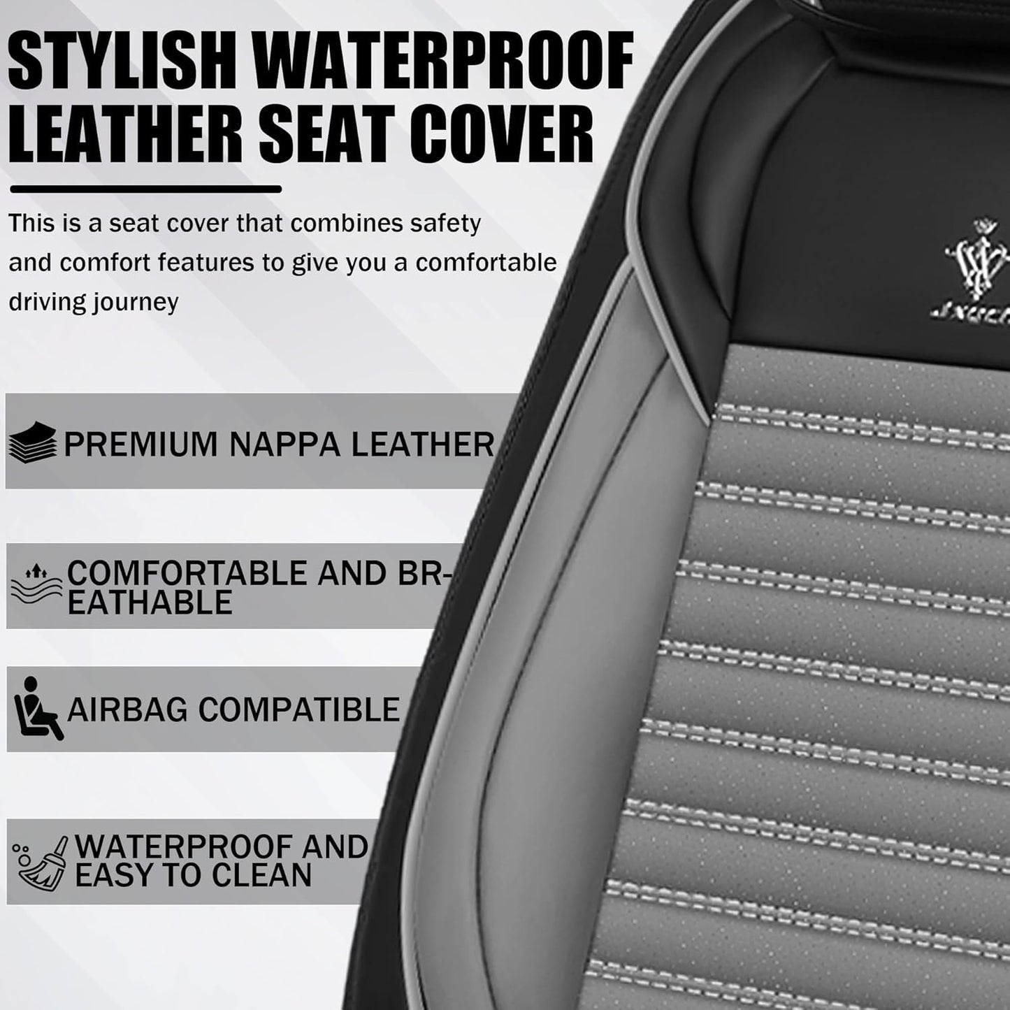 Seat Covers Fit for Mini Convertible 2009-2025 Premium Leather Car Seat Covers, Waterproof Non-Slip and Airbag Compatible, Fashion Car Seat Protector (Black Red,Front Set with Pillow)
