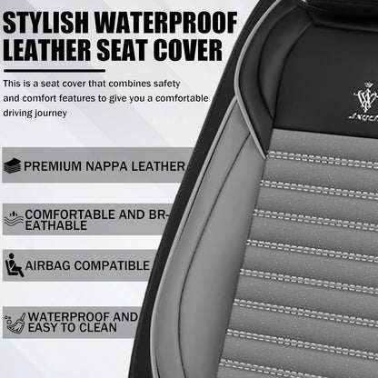 Seat Covers Fit for Mini Convertible 2009-2025 Premium Leather Car Seat Covers, Waterproof Non-Slip and Airbag Compatible, Fashion Car Seat Protector (Black Red,Front Set with Pillow)
