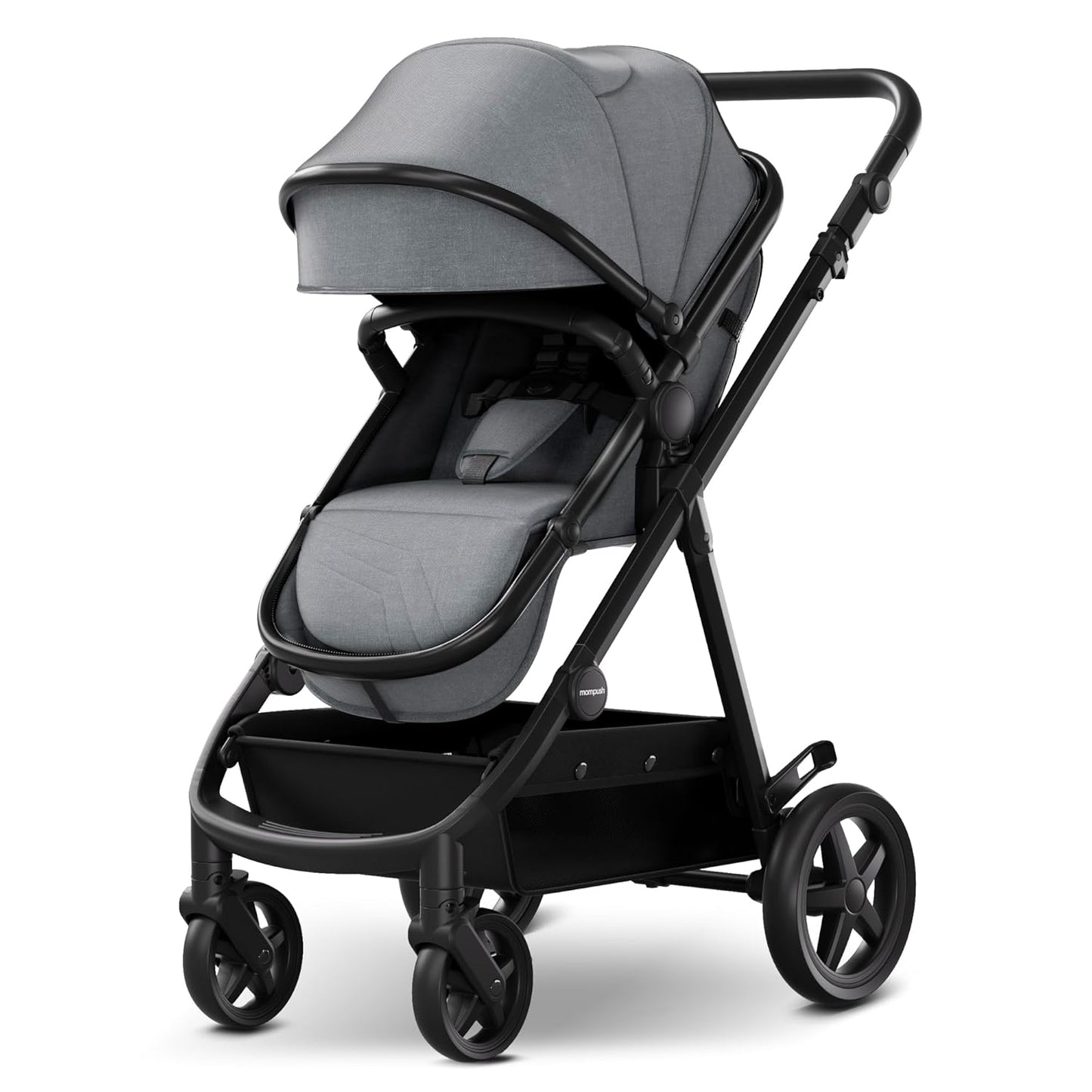 Mompush Meteor2 Baby Stroller 2-in-1 with Newborn Mode, Compatible with Infant Car Seat Adapter Included, Full-Size Bassinet Strollers for Family Outings