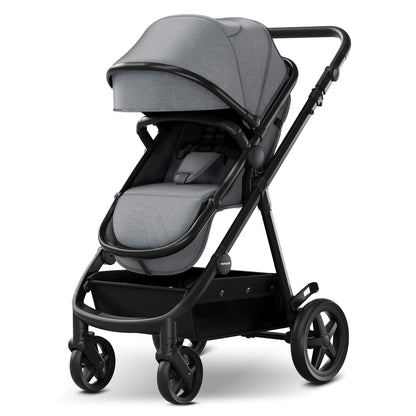 Mompush Meteor2 Baby Stroller 2-in-1 with Newborn Mode, Compatible with Infant Car Seat Adapter Included, Full-Size Bassinet Strollers for Family Outings