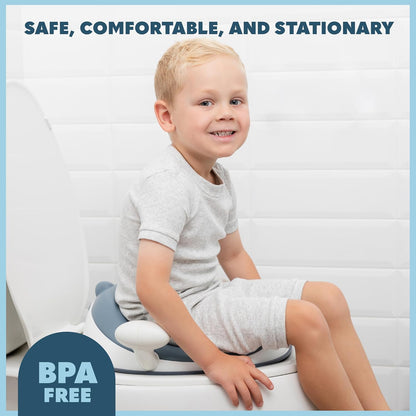 Todays Kids Anti-Slip Baby Training Toilet Seat for Toddlers - Comfortable & Soft Cushion, Secure Grip Handles - Splash Guard Design Potty Toddler Toilet Seat Attachment, Easy Storage Loop - Blue