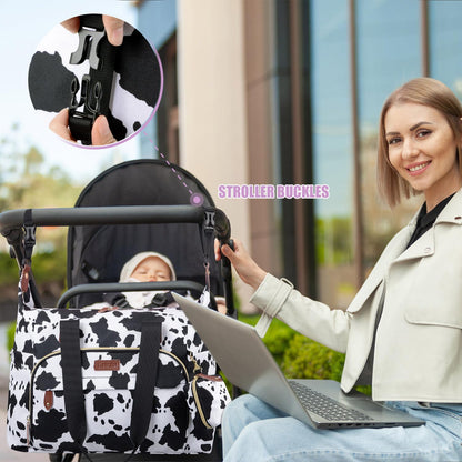 Tuwubi Diaper Bag Tote,Baby Diaper Bag with Pacifier Case Large Travel Diaper Tote Caddy for Mom and Dad Multifunction Large Baby Bag - M-Pink