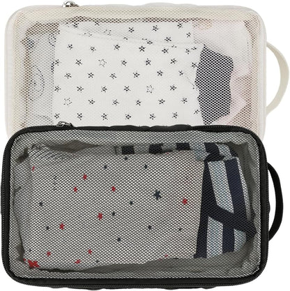 MOMIGO Baby Diaper Bag Organizer Pouches - 2 Pack Waterproof Pod Hanging Diaper Bag Mesh Bag Reusable, Washable or Baby Cloth Diapers (Black)