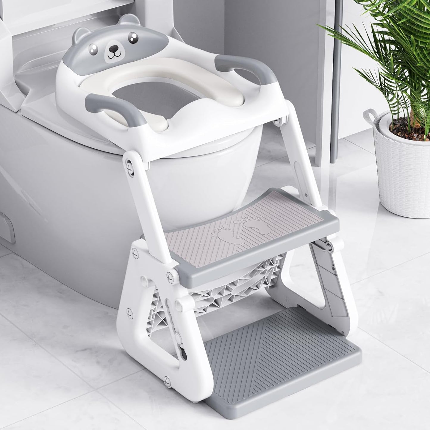 Orzbow Potty Training Seat | Upgrade Toddler Potty Training Toilet with Step Stool, 2-in-1 Stability Toilet Seat for Boys Girls | with Splash Guard, Anti-Slip Pad, Ladder, and Height Adjustable, Pink