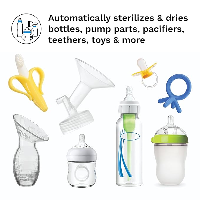 Baby Brezza Baby Bottle Sterilizer and Dryer Machine – Electric Steam Sterilization - Universal Fit - Pacifiers, Glass, Plastic, and Newborn Feeding Bottles, Red