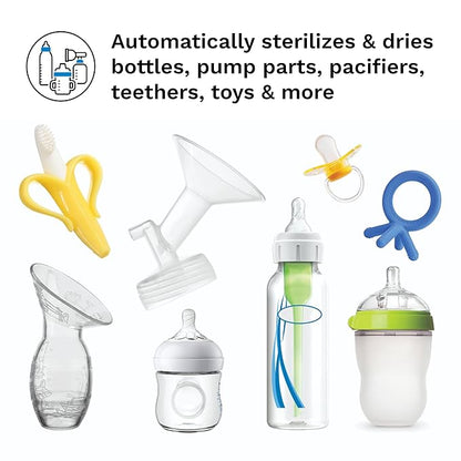 Baby Brezza Baby Bottle Sterilizer and Dryer Machine – Electric Steam Sterilization - Universal Fit - Pacifiers, Glass, Plastic, and Newborn Feeding Bottles, Red