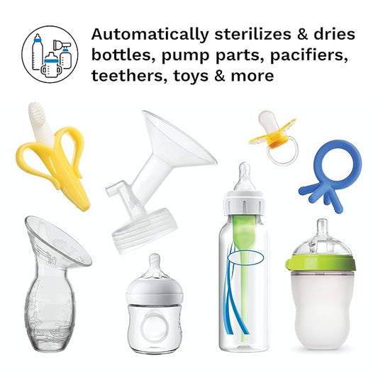 Baby Brezza Baby Bottle Sterilizer and Dryer Machine – Electric Steam Sterilization - Universal Fit - Pacifiers, Glass, Plastic, and Newborn Feeding Bottles, Red