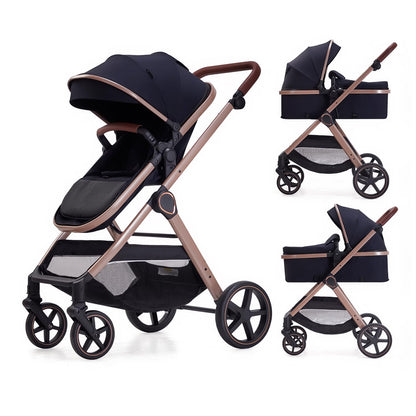 Lortsybab 2 in 1 Baby Stroller, Newborn Infant Toddler Convertible Pram Stroller for 0-36 Months Old Babies (Grey)