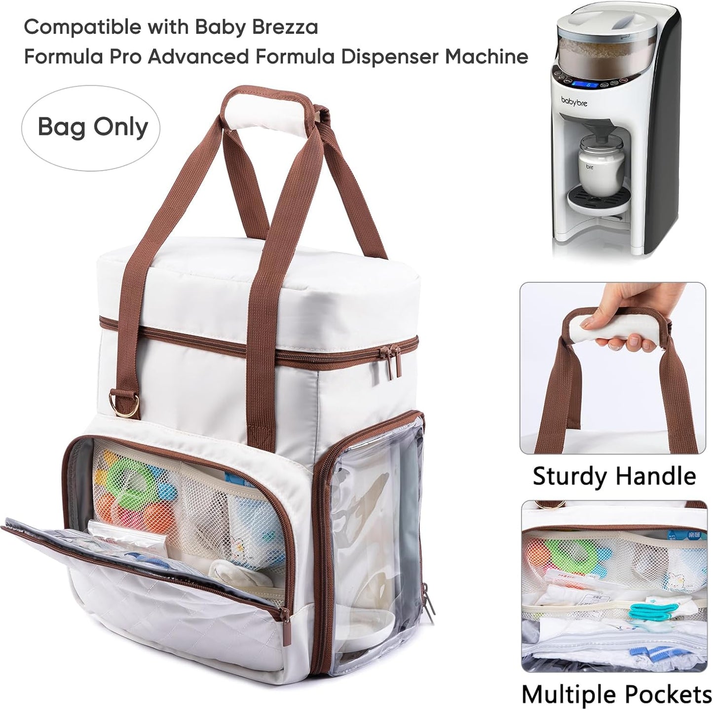 SFYBYHEART Carrying Case Compatible with Baby Brezza Formula Pro Advanced Formula Dispenser Machine Carrying Bag - Baby Formula Mixer Travel Bag with Pockets for Baby Essential, Pumps, Baby Bottles
