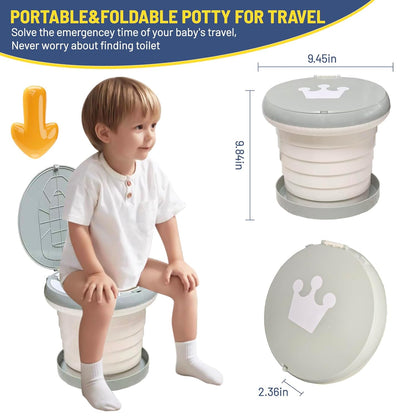 SunnySmile portable, foldable potty seat for toddler, Training Toilet Seat Emergency Toilet for Car, Camping, Outdoor, indoor (grey, small)