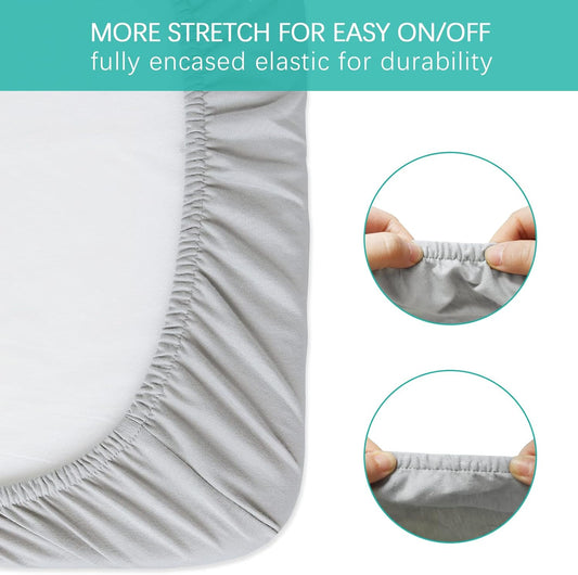 Bassinet Sheets Compatible with Bcol, bonbay, wayfong Baby Bassinet Bedside Sleeper, 100% Cotton, 2 Pack, Ultra Soft Bassinet Sheet for Baby, Gray