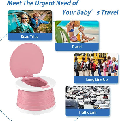 Travel Potty for Toddler, Portable and Foldable Toilet, Apply to Seat Emergency Toilet for Car, Camping, Outdoor, Indoor (green, small)