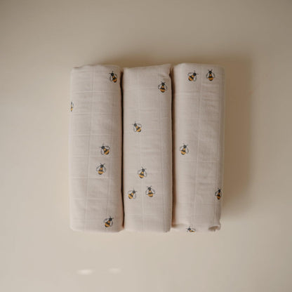 mushie Water Repellent Changing Pad Liners | Made with Organic Cotton | Set of 3 (Pastel Blooms Combo)