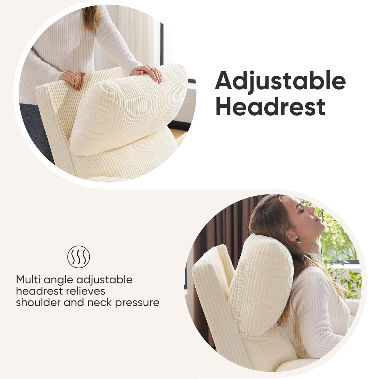Rocking Chair Nursery with Adjustable Armrests, Electric Glider Recliner Nursing Chair for Breastfeeding, Power Swivel Recliner Chairs with Massage and Heat, Adjustable Headrest , FSC Certified, White