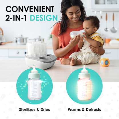 Lil' Jumbl 2-in-1 Baby Bottle Sterilizer & Warmer – Time-Saving Sterilizer & Dryer for Baby Bottles, Pacifiers, Pump Parts & Essentials – Features Precise Temperature Control Bottle Warmer