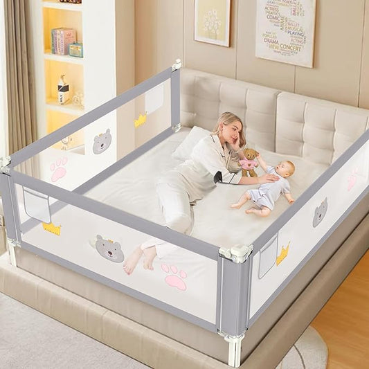 JWPEHOE Height Adjustable Bed Rail for Toddlers, Kids Safety Baby Bed Rail for Twin/Full/King/Queen Size Bed (1, (1 Side) 76 Inch)