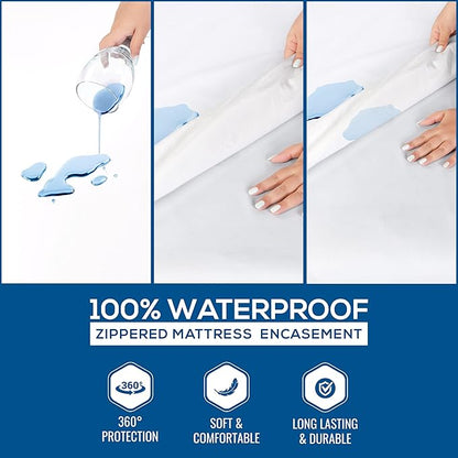 Utopia Bedding Mattress Protector Zippered Twin XL Size, 100% Waterproof Bed Bug and Dust Mite Proof Mattress Encasement, Absorbent 6 Sided Mattress Cover
