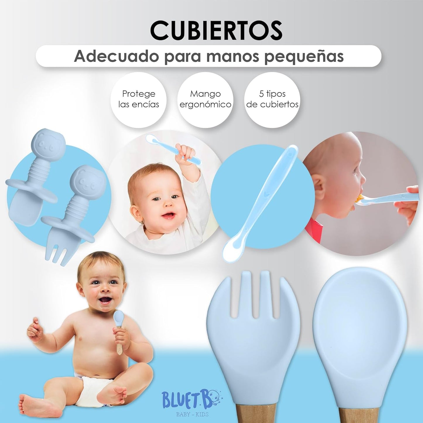 Bluet B- Silicone Baby Feeding Set with Pacifier - Baby Led Weaning Supplies - Baby Spoons, Suction Bowl - Plate - Baby Utensils Set - Silicone Feeding Set for Baby First Foods - 11pcs - Purple