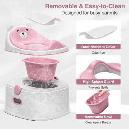 3-in-1 Toddler Potty Training Toilet for Boys & Girls - Convertible Potty Chair with Step Stool for Toddlers 1-3, Anti-Slip Design Toddler Toilet Seat - Removable & Easy to Clean