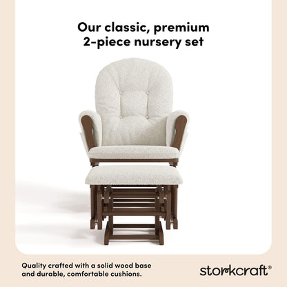 Storkcraft Premium Hoop Glider & Ottoman (White/Gray) — GREENGUARD Gold Certified Nursery Glider, Solid Wood Craftsmanship, Smooth-Gliding, Award-Winning - Colors B