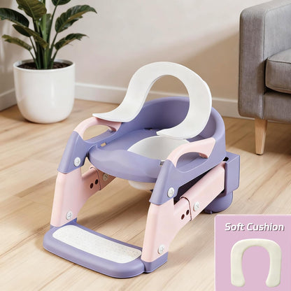 Snugzy Toddler Potty Training Seat 3-in-1 Foldable Potty Training Toilet with Step Stool Adjustable Potty Chair with Urinals (Grey)