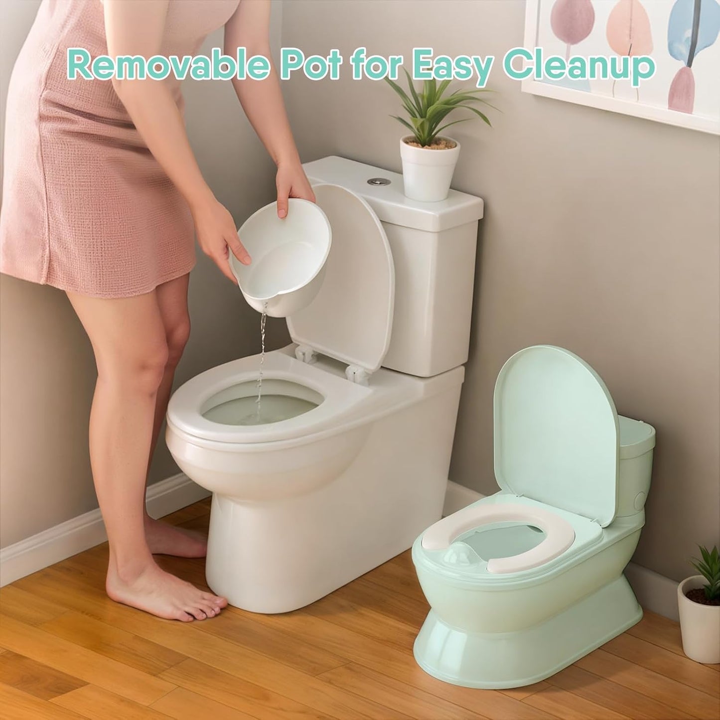 CheerTry 2-in-1 Toddler Potty Training Toilet - Larger Potty Chair & Detachable Training Seat for Boys & Girls Ages 1-3 with Flushing Sound, Wipes Storage, Toilet Paper Holder